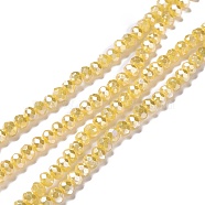 Opaque Glass Beads Strands, Faceted, Rondelle, Gold, 4x3mm, Hole: 0.6mm, about 221pcs/strand, 31.89''(81cm)(GLAA-H022-02H)