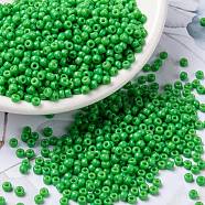 MIYUKI Round Rocailles Beads, Japanese Seed Beads, (RR4476) Duracoat Dyed Opaque Fiji Green, 8/0, 3mm, Hole: 1mm, about 2111~2277pcs/50g(SEED-X0055-RR4476)