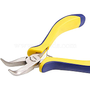 Carbon Steel Jewelry Pliers, Bent Nose Pliers, Ferronickel, Stainless Steel Color, 12.3x7.6x1.7cm(PT-BC0002-06)