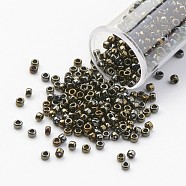 TOHO Japan Seed Beads, 15/0 Import Opaque Glass Round Hole Rocailles, (83) Metallic Iris Brown, 1.5x1mm, Hole: 0.5mm(SEED-G001-83)