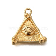 PVD Vacuum Plating 201 Stainless Steel Pendants, Triangle with Eye Charm, Real 18K Gold Plated, 17.5x16x3mm, Hole: 1.8mm(STAS-C111-37G)