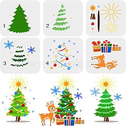 Plastic Painting Stencils Sets, Reusable Drawing Stencils, Autumn Theme, White, Christmas Themed Pattern, 15x15cm(DIY-WH0172-861)