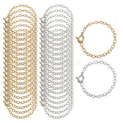 40Pcs 2 Colors Alloy Cable Chain Bracelets Set with Toggle Clasps, Platinum & Light Gold, 8-1/4 inch(20.8cm), 20Pcs/color(BJEW-GL0001-10)