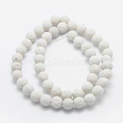 Natural Lava Rock Beads Strands, Dyed, Round, White, 6mm, Hole: 1mm, about  62pcs/strand, 14.7 inch(37cm)(X-G-F531-6mm-G17)