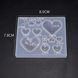 DIY Heart Cabochon Silicone Molds, Resin Casting Molds, for UV Resin & Epoxy Resin Jewelry Making, White, 89x78xx8mm, inner diameter: 0.05~24mm(SIMO-PW0001-007)