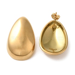 Ion Plating(IP) 304 Stainless Steel Teardrop Stud Earrings, Real 18K Gold Plated, 35.5x22mm(EJEW-C114-31G)