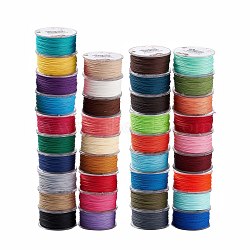 Round Waxed Polyester Cord, Twisted Cord, Mixed Color, 1mm, about 49.21 Yards(45m)/Roll(YC-C001-01A)