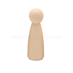 Unfinished Wooden Peg Dolls, Wooden Blank Girl Pegs, for Children's Creative Paintings Craft Toys, Antique White, 9x2.9cm(DOLL-PW0002-015A)