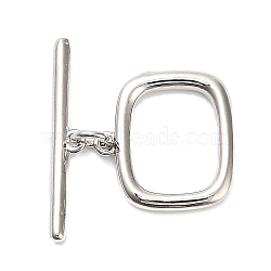 Brass Toggle Clasps, Rectangle, Rack Plating, Long-Lasting Plated, Lead Free & Cadmium Free, Platinum, 18mm, Hole: 1mm(KK-L229-011P)