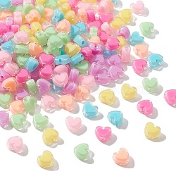 200Pcs Transparent Acrylic Beads, Bead in Bead, Heart, Mixed Color, 7.5x8x4mm, Hole: 1.8mm(MACR-CJ0001-58)