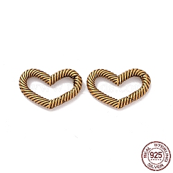 925 Sterling Silver Spring Gate Rings, Heart, Antique Golden, 10.5x16.5x2mm, Inner Diameter: 4x12mm(STER-D036-04AG)