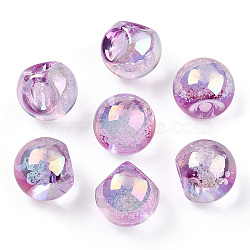 UV Plating Rainbow Iridescent Acrylic Beads, Round, Top Drilled, Violet, 16x16x16mm, Hole: 3mm(X-OACR-G012-04E)