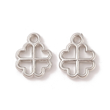 CCB Plastic Pendants, Hollow Four-Leaf Clover, Platinum, 16x13x3mm, Hole: 2mm