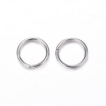 304 Stainless Steel Jump Rings, Open Jump Rings, Stainless Steel Color, 18 Gauge, 8x1mm, Inner Diameter: 6mm