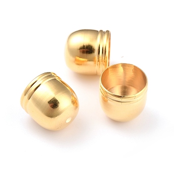 Brass Core End Caps, Long-Lasting Plated, Column, Real 24K Gold Plated, 14x14mm, Hole: 1.8mm, Inner Diameter: 12mm