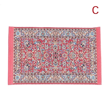 1:12 Mini Dollhouse Floor Decoration, Turkish Carpet Woven Rug Miniature Scene, Crimson, 160x100mm