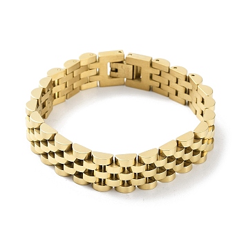 304 Stainless Steel Link Chain Bracelets, Watchband Chain Bracelets, Golden, 7 inch(17.7cm)