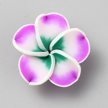 Handmade Polymer Clay Beads, Flower, Violet, 10~11x25~26x25~26mm, Hole: 1.5mm