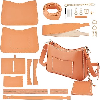 WADORN DIY Underarm Bag Making Kits, including Imitation Leather Cover and Alloy & Iron Findings, Sandy Brown