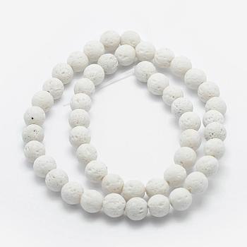 Natural Lava Rock Beads Strands, Dyed, Round, White, 6mm, Hole: 1mm, about  62pcs/strand, 14.7 inch(37cm)