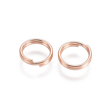 304 Stainless Steel Split Rings, Double Loops Jump Rings, Rose Gold, 7x1.4mm, Inner Diameter: 5.6mm, Single Wire: 0.7mm