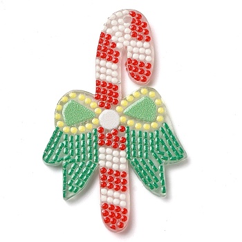 Christmas Theme Double-sided Printed Acrylic Pendants, Colorful, Candy Cane, 41.5x26.5x2.2mm, Hole: 1.6mm