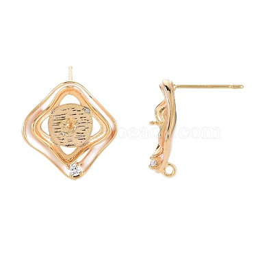 Brass Micro Pave Clear Cubic Zirconia Stud Earring Findings(KK-S364-138)-3