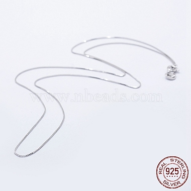 Anti-Tarnish Rhodium Plated 925 Sterling Silver Box Chain Necklaces(STER-F039-45cm-03P)-2