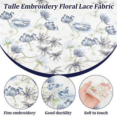 Embroidered Flowers Polyester Tulle Lace Fabric(DIY-WH0449-31B)-4