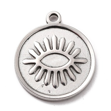 Stainless Steel Color Flat Round 304 Stainless Steel Pendants