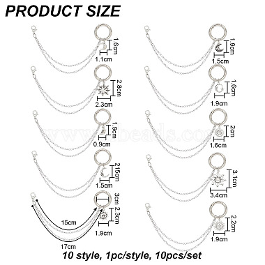 10pièces 10 style 304 chaînes à chaussures décoratives en acier inoxydable(FIND-AB00058)-2