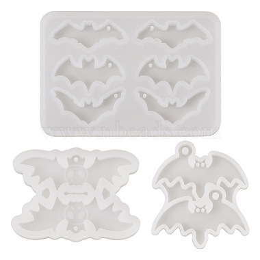 Pandahall 3Pcs 3 Styles DIY Bat Pendants Silhouette Silicone Molds(DIY-TA0005-27)-2