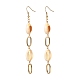 Natural Shell with Oval Ring Dangle Earrings for Girl Women(EJEW-JE04662)-1