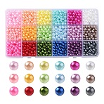 1350Pcs 18 Style Spray Painted ABS Plastic Imitation Pearl Beads, Round, Mixed Color, 6x5.5mm, Hole: 1.8~2mm, 75pcs/style(OACR-YW0001-35A)
