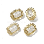 Transparent Acrylic Beads, Golden Metal Enlaced, Rectangle, Clear, 18x13.5x8.5mm, Hole: 1.8mm, about 515pcs/500g(OACR-H019-44)