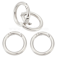 4Pcs 304 Stainless Steel Spring Gate Rings, for Keychain, Stainless Steel Color, 6 Gauge, 28x4mm(STAS-UN0045-72)