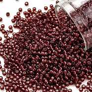 TOHO Round Seed Beads, Japanese Seed Beads, (2113) Silver Lined Milky Pomegranate, 11/0, 2.2mm, Hole: 0.8mm, about 1110pcs/bottle, 10g/bottle(SEED-JPTR11-2113)