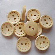 Painted 2-hole Basic Sewing Button, Wooden Buttons, BurlyWood, about 15mm in diameter, 100pcs/bag(NNA0ZA1)