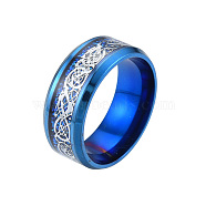 Bling 201 Stainless Steel Plain Band Ring for Women, Blue, Inner Diameter: 17mm(RJEW-N043-02B)