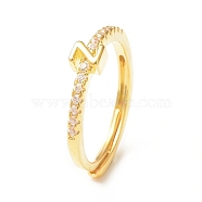 Clear Cubic Zirconia Initial Letter Adjustable Ring, Golden Brass Jewelry for Women, Letter.Z, Inner Diameter: 18mm(RJEW-C052-01G-Z)