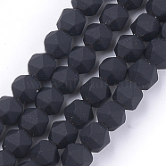 Spray Painted Non-magnetic Synthetic Hematite Beads Strands, Star Cut Round Beads, Faceted, Black, 6x6x6mm, Hole: 0.8mm, about 64~67pcs/strand, 14.9 inch~15.7 inch(G-T116-16-17)