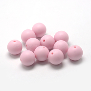 Food Grade Eco-Friendly Silicone Beads, Round, Pink, 8~10mm, Hole: 1~2mm(SIL-R008A-58)