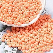 Baking Paint Glass Seed Beads, Donut, Light Salmon, 4x2.5mm, Hole: 1mm, about 6205pcs/pound(SEED-B001-02A-16)