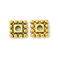 Tibetan Style Spacer Beads, Lead Free & Cadmium Free, Square, Antique Golden, 7x7x2mm, Hole: 2mm(X-TIBEB-00697-AG-RS)