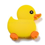 Silicone Focal Beads, Silicone Teething Beads, Baby Toy, Duck, Yellow, 31x29x8mm, Hole: 2mm(SIL-P008-A01)