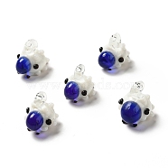 Handmade Lampwork Pendants, Sheep Charms, Medium Blue, 21~27x18~20x18~23mm, Hole: 1.6~5mm(LAMP-G156-19D)