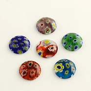 Handmade Millefiori Glass Cabochons, Half Round/Dome, Mixed Color, 15x4mm(LK-R006-08)