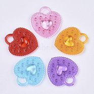 Transparent Acrylic Pendants, Dyed, Heart, Mixed Color, 31x27.5x4mm, Hole: 6x7mm(X-TACR-T015-126)