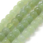 Natural New Jade Beads Strands, Round, 8mm, Hole: 0.8mm, about 49pcs/strand, 15.3 inch(39cm)(G-G763-09-8mm)