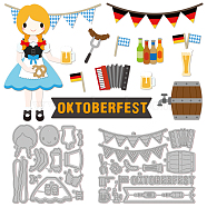 Oktoberfest Theme Carbon Steel Cutting Dies Stencils, for DIY Scrapbooking, Photo Album, Decorative Embossing Paper Card, Stainless Steel Color, Girl Pattern, 66~91x70~74x0.8mm, 2pcs/set(DIY-WH0309-1154)